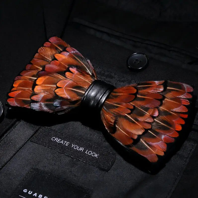 RBOCOTT Feather Bow Ties Men's Luxury Bowtie With Box Fashion Peacock Feather Bow Ties for Men Business Party Wedding