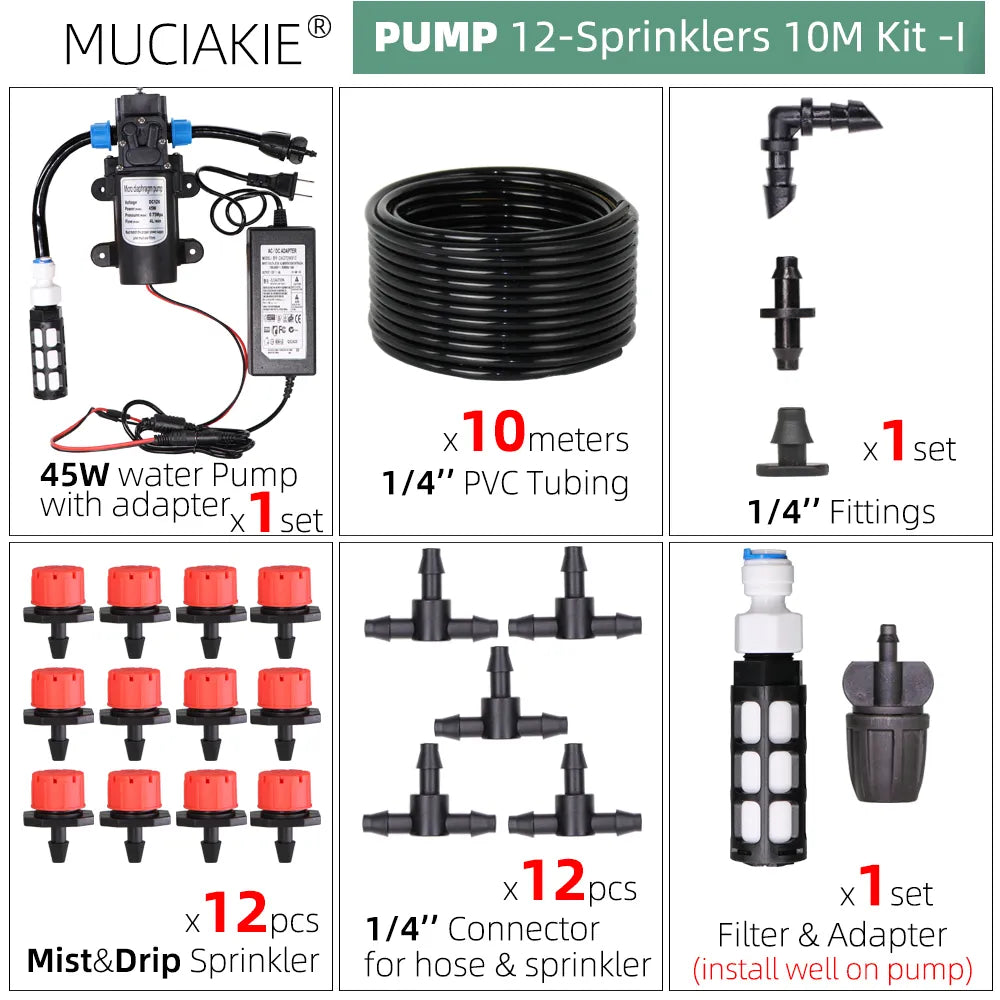 MUCIAKIE 50m-5m DIY Drip Irrigation System Automatic Watering Garden Hose Micro Drip Watering Kits With Adjustable Drippers