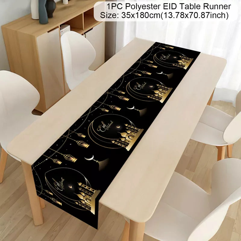 Ramadan Decoration Table Runner EID Mubarak Decor for Home Tablecloth Ramadan Kareem Islamic Muslim Party Eid Al Adha