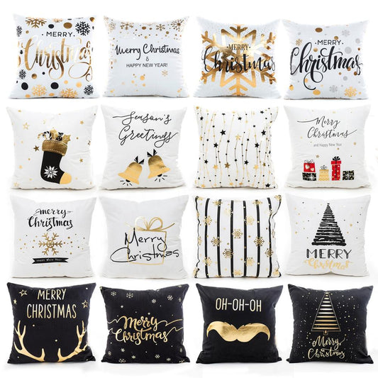 QIFU Cotton Linen Merry Christmas Cushion Covers 45x45cm Decorative Christmas Pi