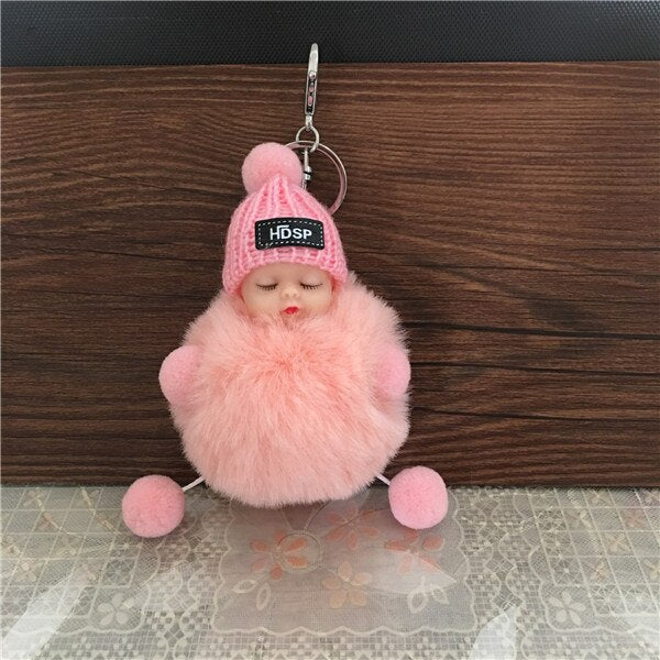 1PCS Cute Cartoon Doll Keychain Fur Ball Plush KeyChain Keyring Women Handbag Car Key Holder Bag Pendant Toys for Kids