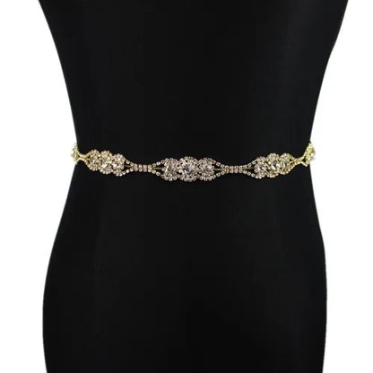Handmade Silver Bridal Belt Rhinestone Waistband Applique for Evening Prom Dresses Wedding Decoration White Beige Sash Ribbon