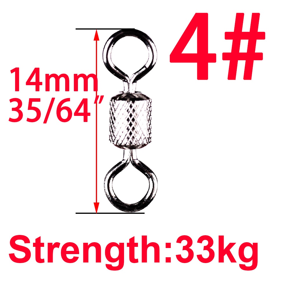 50pcs/Box Stainless Steel Fishing Connector Barrel Swivel Rolling Ball Sinker Tool Tackle Goods for Fly Fishing Hook Lure