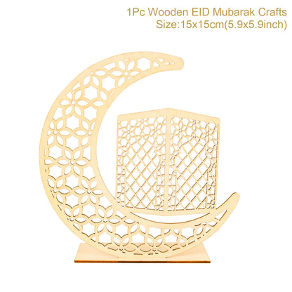 Fengrise Wooden EID Mubarak Decor 2023 Happy Ramadan Decor for Home Islamic Muslim Party Supplies Ramadan Kareem Eid Al Adha