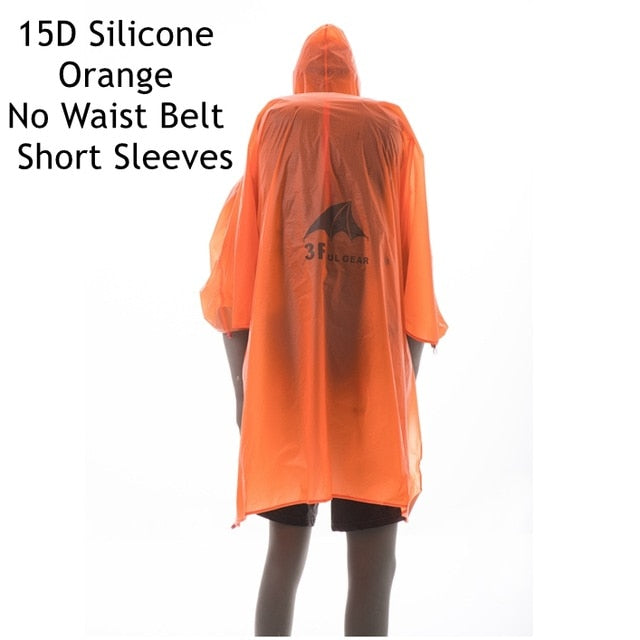 3F UL Gear Single Person Poncho Ultralight Hiking Cycling Raincoat Outdoor Awning Camping  15D Silicone 210T