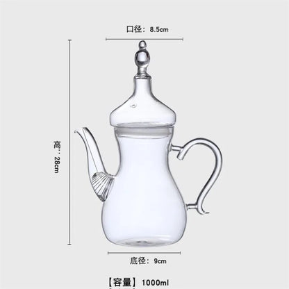 Large Capacity 1000ml High Borosilicate Arabic Glass Teapot With Filter Heat Res