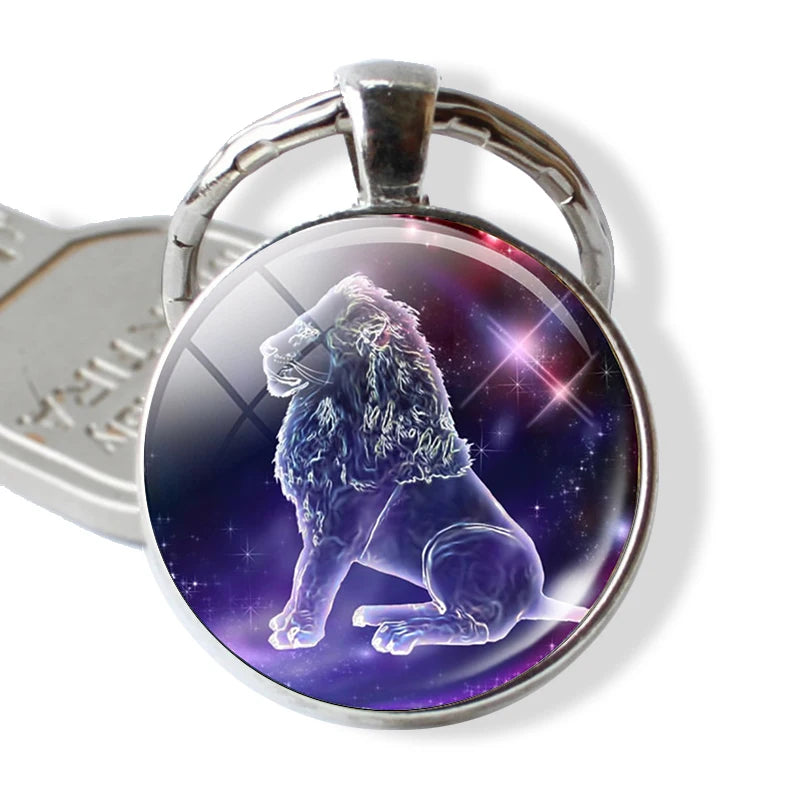 12 Constellations Keychain Constellation Key Rings Zodiac Sign Key Chain Pendant Jewelry Libra Aries Leo Fashion Birthday