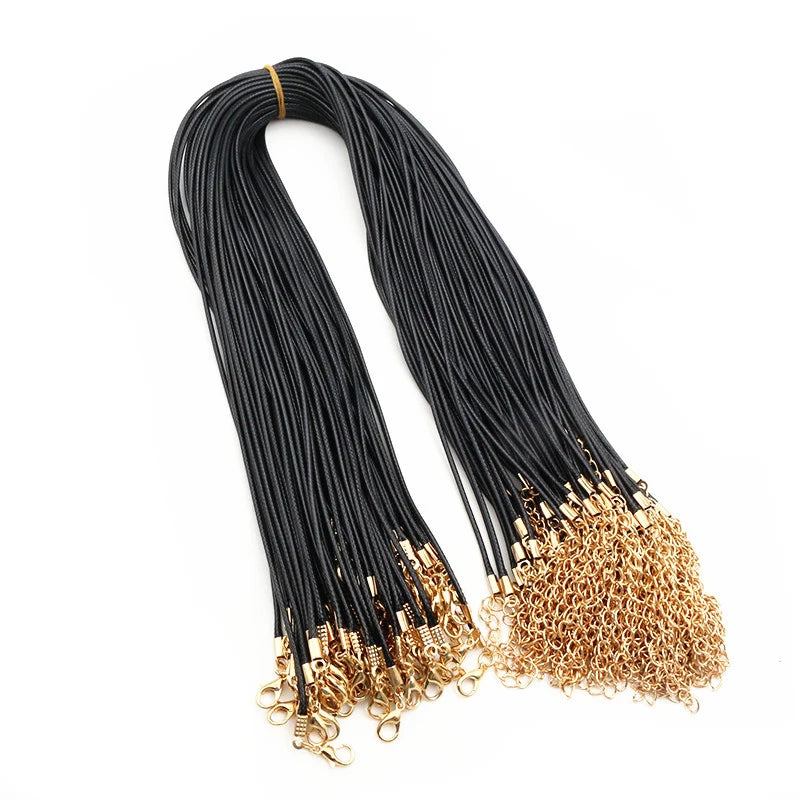 Handmade Leather 20pcs/Lot Adjustable Braided Rope Necklaces & Pendant Charms Findings Lobster Clasp String Cord
