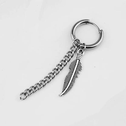 SOHOT Hot Dangle Long Tassel Unisex Hoop Earrings Punk Metal Jewelry Brincos Silver Color Star Cross Pendant Exaggerate Design