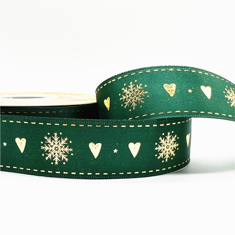 5yards 1inch 25mm Christmas Ribbon Printed Christmas Polyester Ribbon for Handmade Design Christmas Decoration DIY