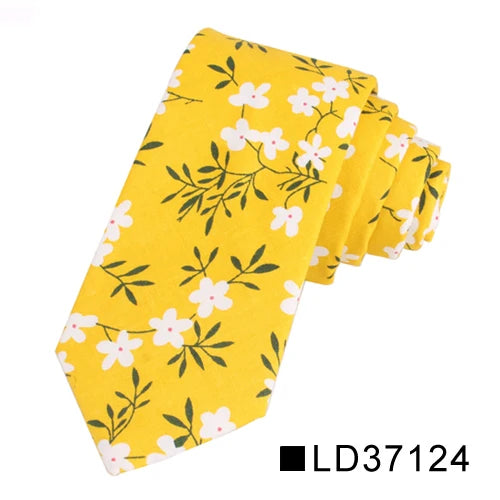 New Floral Tie for Men Women Skinny Cotton Neck Tie for Wedding Casual Mens Neckties Classic Suits Flower Print Neck Ties Cravat