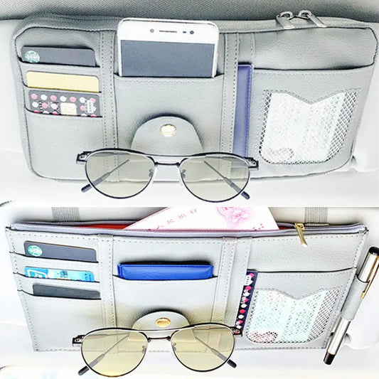Car Styling Sun Visor Organizer Multifunctional Visor Storage Bag Sunglasses Holder Card Ticket Organizer Pouch Car Accessories