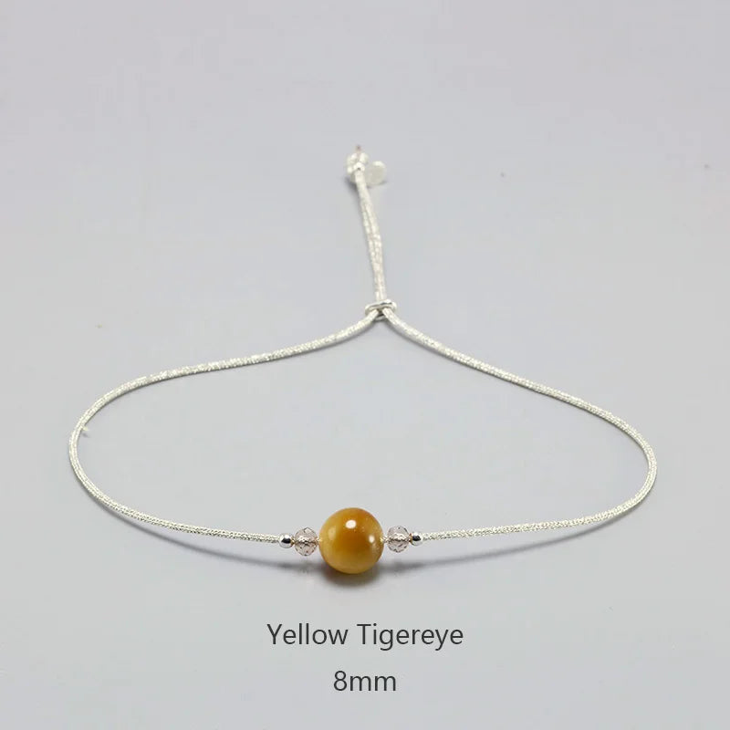 Handmade Moonstone Bracelet Thin Rope With Natural Crystal 925 Sterling Silver Beads Personalized Bracelets for Women