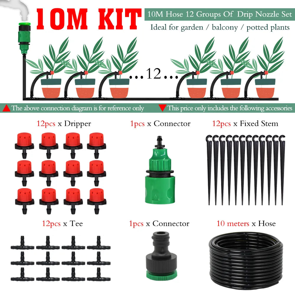 MUCIAKIE 50m-5m DIY Drip Irrigation System Automatic Watering Garden Hose Micro Drip Watering Kits With Adjustable Drippers