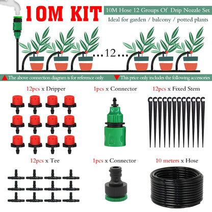 MUCIAKIE 50m-5m DIY Drip Irrigation System Automatic Watering Garden Hose Micro Drip Watering Kits With Adjustable Drippers