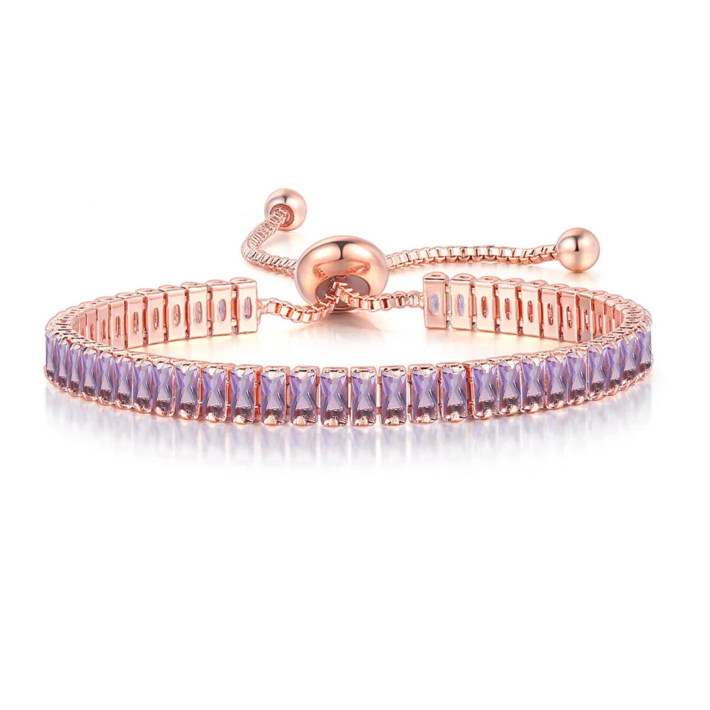 ZHOUYANG Tennis Bracelet for Woman Trendy Simple Adjustable Rose White Gold Color Bracelets Fashion Jewelry DZH009