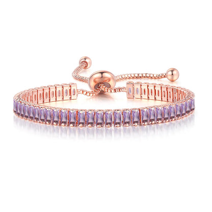 ZHOUYANG Tennis Bracelet for Woman Trendy Simple Adjustable Rose White Gold Color Bracelets Fashion Jewelry DZH009