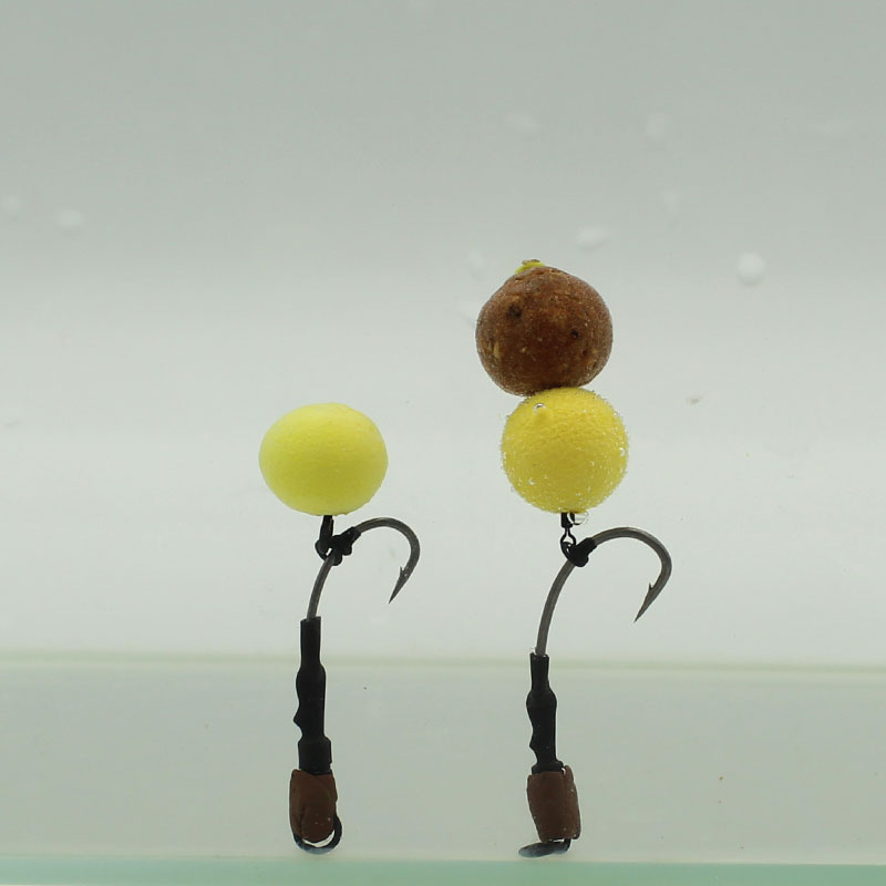 4PCS Carp Rig  Coated Barbed Carp Fishing Hook Ready Tied Ronnie Rig Hook Links Hair Combi Chod Rig 4 6 8