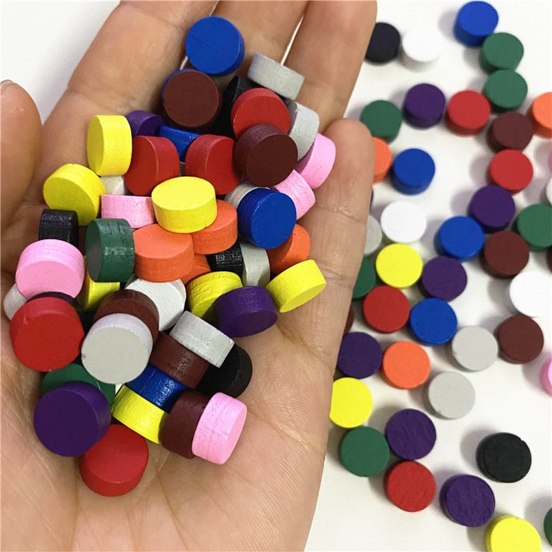 100Pcs Diameter 10*5MM Pawn Wooden Game Pieces Colorful Pawn/Chess for Board Game/Educational Games Accessories