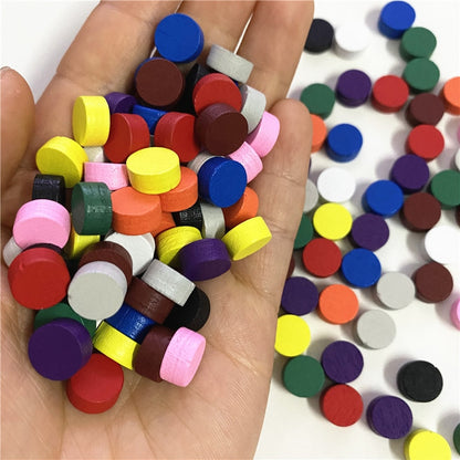 100Pcs Diameter 10*5MM Pawn Wooden Game Pieces Colorful Pawn/Chess for Board Game/Educational Games Accessories