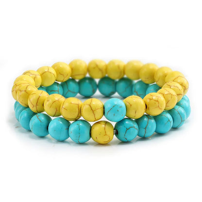 2Pcs/Set Couple Distance Beaded Bracelet Natural Stone Strand Bracelets Homme Charm Yoga Jewelry for Women Men Best Friend