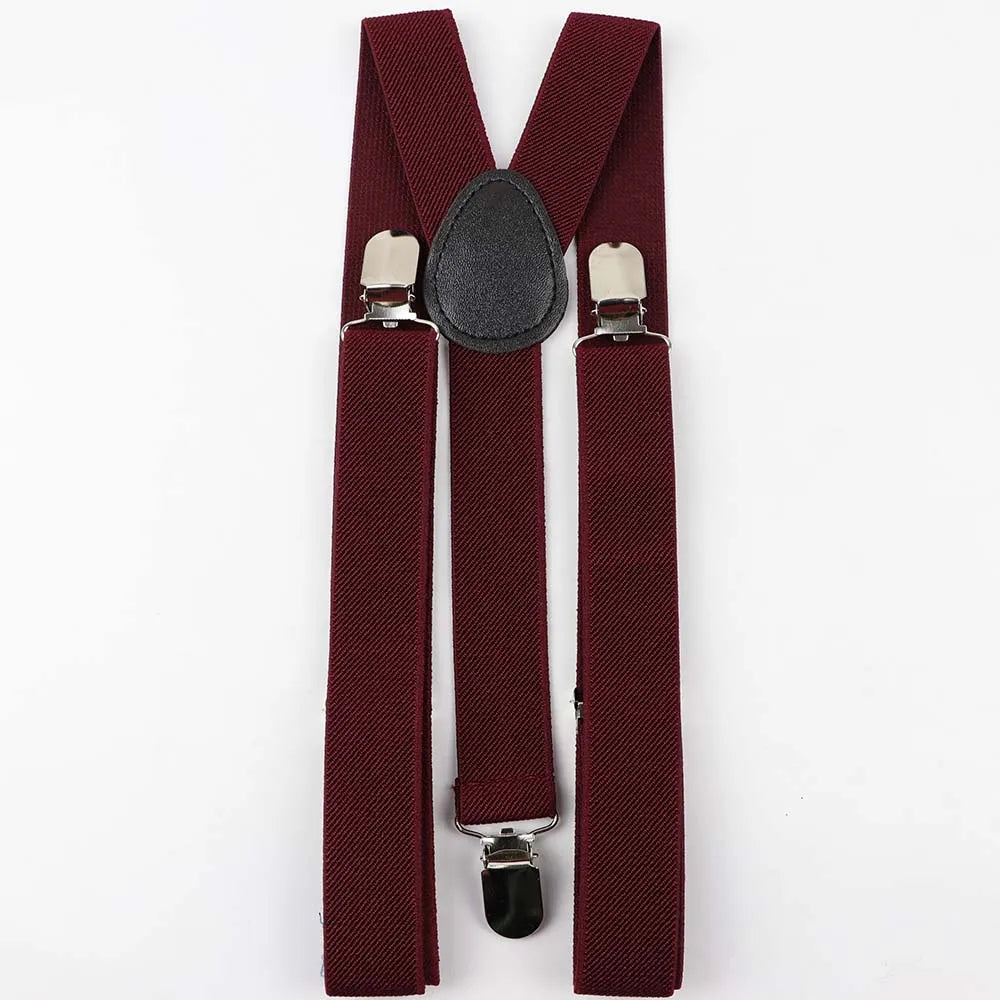 Solid Color Man's Belt Men Women Suspenders Polyester Y-Back Braces Adjustable Elastic