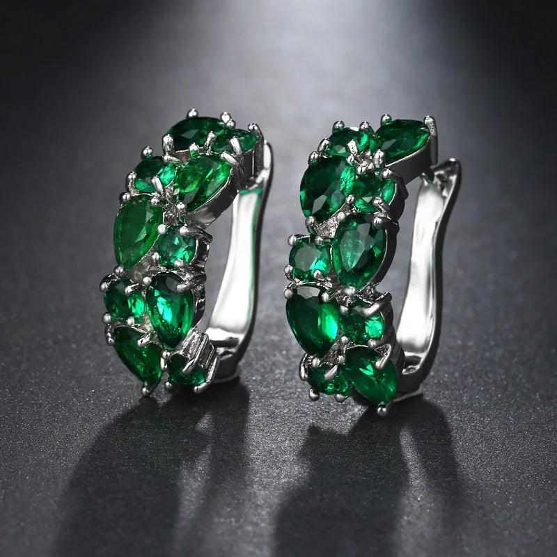 LXOEN 2022 Classic Semi-Precious Stone Stud Earrings for Women Silver Color Round Studs Ear Jewelry Brinco Bijoux