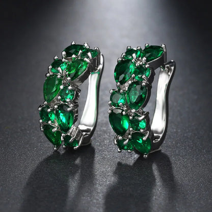 LXOEN 2022 Classic Semi-Precious Stone Stud Earrings for Women Silver Color Round Studs Ear Jewelry Brinco Bijoux