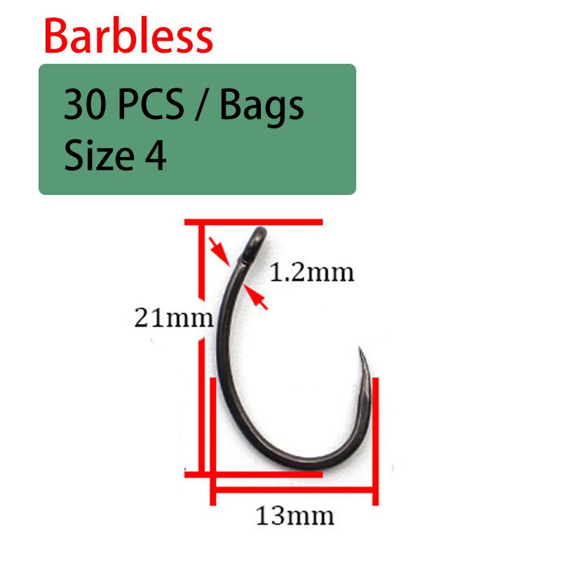 30PCS High Carbon Steel Carp Hooks Coating Carp Fishing Hook Wide Gape With Micro Barb Matt Black Yn Hook for Carp Coarse