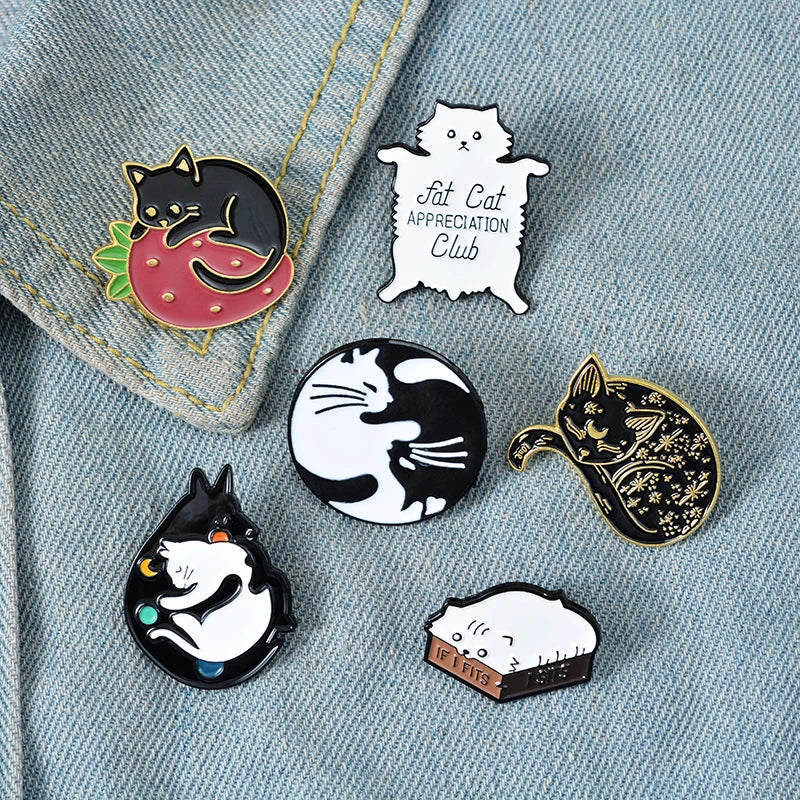 Meow Cat Kindergarten Enamel Pins Box Kitten Hugging Cats Badge Custom Brooch Bag Clothes Lapel Pin Cartoon Animal Jewelry
