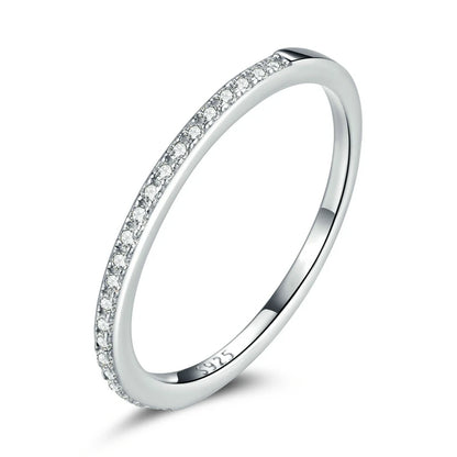 WOSTU Simple Rings 100% 925 Sterling Silver Shimmering Wish Stackable Ring for Women Wedding