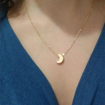 New Fashion Heart Leaf Moon Pendant Necklace Crystal Necklace Women Holiday Beach Statement Jewelry