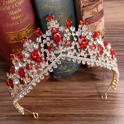 KMVEXO European Green Crystal Tiaras Vintage Black Rhinestone Pageant Crown Baroque Bridal Wedding Hair Jewelry Accessories