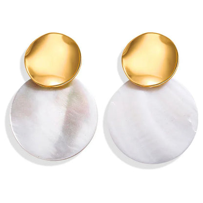 Simple Fashion Gold Color Silver Plated Geometric Big Round Clip Earrings for Women Fashion Big Hollow Ear Clip Jewelry