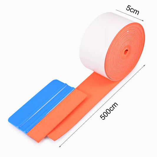 FOSHIO Carbon Fiber Vinyl Wrapping Squeegee Spare Suede Fabric Cloth Car Wrap Tool Window Tint No Scratch Protector Edge