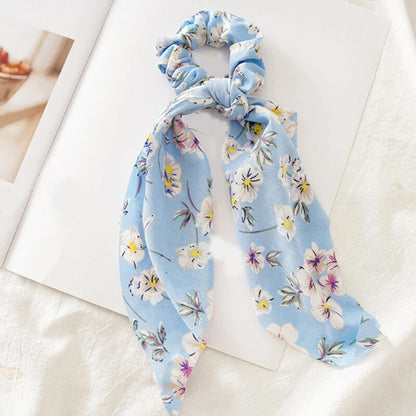 Santa Claus Bows Hair Scrunchies Long Ribbon Ponytail Scarf  Hair Tie Women Girls Elastic Hair Bands Christmas Hair Accessories