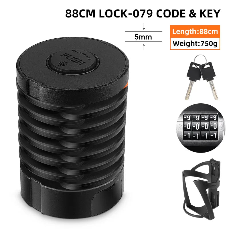 WEST BIKING Foldable Bicycle Lock MTB Road Bike Hamburg Lock High Security Anti-Theft Electric Scooter E-Bike Cycling Chain Lock
