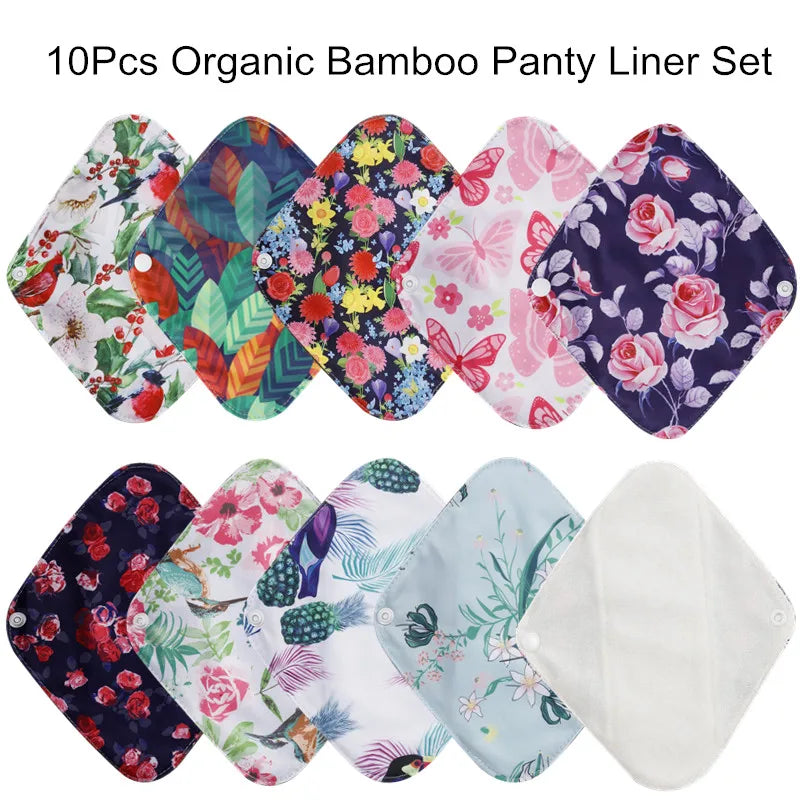 [Simfamily]10PCS Reusable Pads Bamboo Charcoal Sanitary Pads Mama Menstrual Cotton Pads Washable Panty Liner Pads Health Feminin