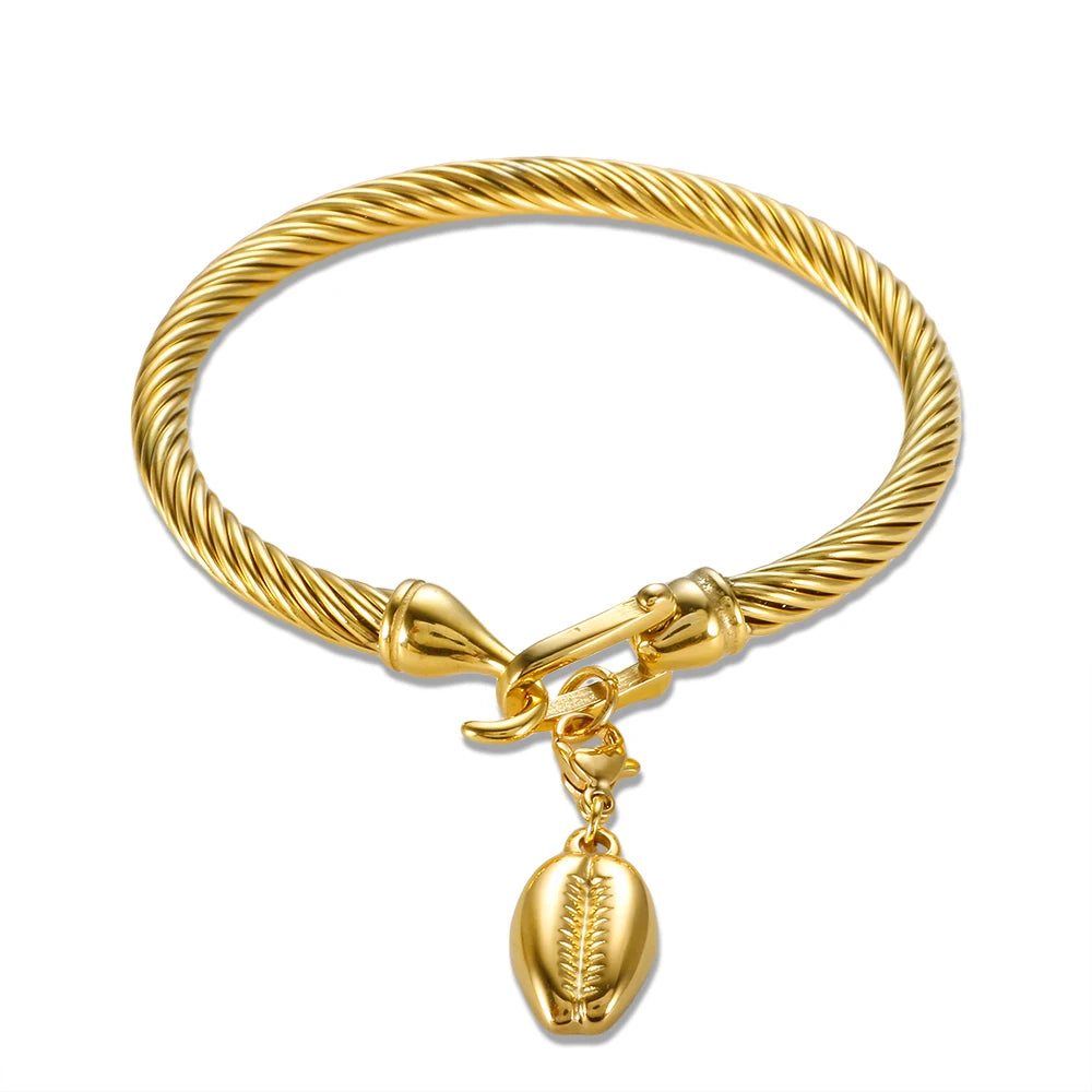 MSX Gold Plating Stainless Steel Bangles Bracelets Vintage Love Roman Numerals Wristband Bracelets Bangles for Men Women