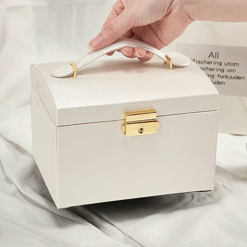 Jewelry Organizer Large Jewelry Box High Capacity Jewelry Casket Makeup Storage Makeup Organizer Leather Beauty Travel Box