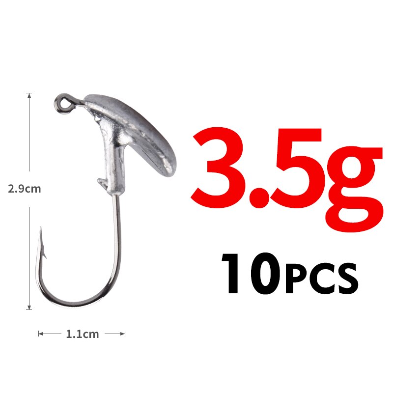 MEREDITH 10PCS Blood Slot Jig Head Tumbler Head Fishing Hook 3.5g 5g 7g 10g 14g for Soft Lure Carbon Steel