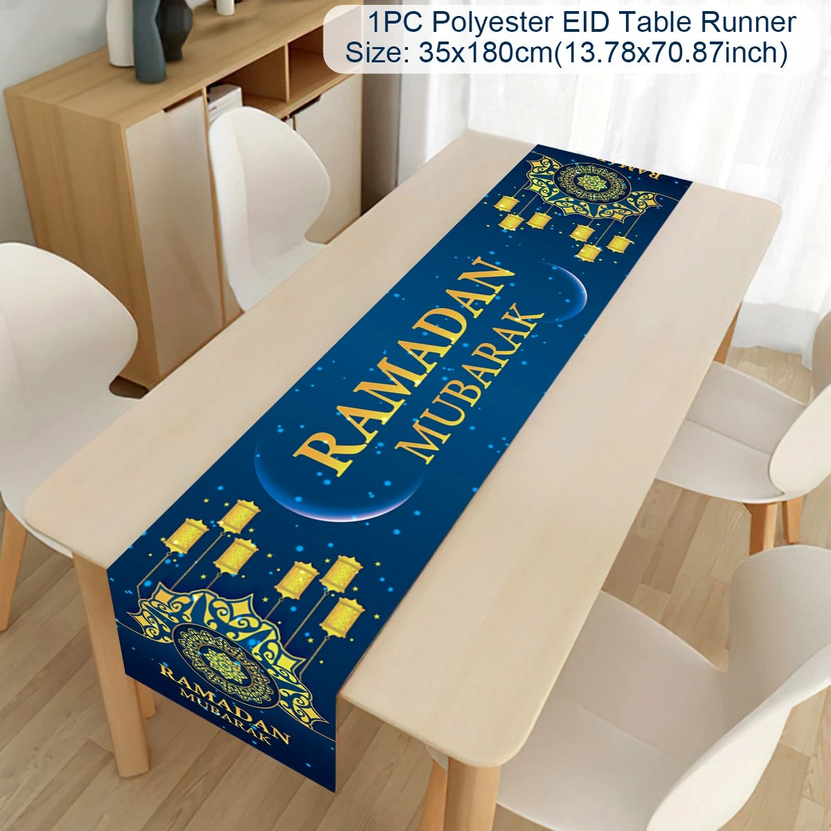 Ramadan Decor Table Runner EID Mubarak Decoration 2024 for Home Tablecloth Ramadan Kareem Islamic Muslim Party Eid Al Adha