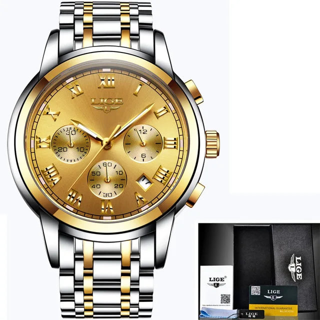 2023 Men Watch Luxury Top Brand LIGE Sport Chronograph Watches Mens Waterproof Full Steel Quartz Clock Watches Relogio Masculino