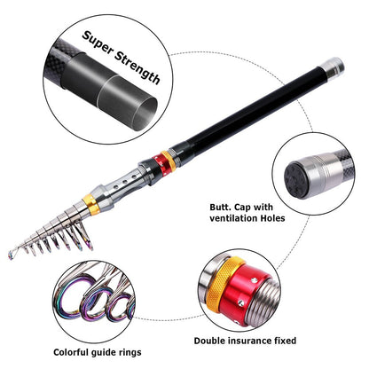 Goture Fishing Reel Rod Combo 2.7m 3.0m 3.6m Telescopic Fishing Rod 8 BB Spinning Reel for Carp Fishing Feeder Rod Reel Set Kit