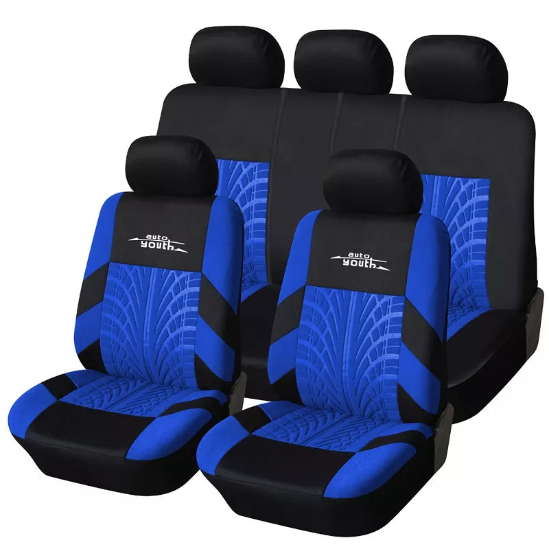 AUTOYOUTH Car Seat Covers Full Set Car Seat Protector Auto Seat Covers Polyester Fabric Universal Fits Most Cars Covers Orange