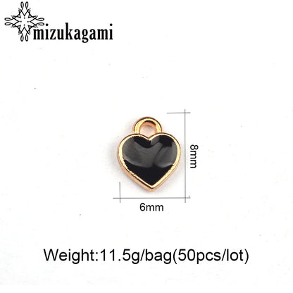 50pcs 8mm Zinc Alloy Enamel Charms Mini Sweet Heart Charms for DIY Necklaces Bracelets Jewelry Accessories