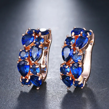 EMMAYA Luxury Rose Gold Color Earrings Flash CZ Zircon Ear Studs 12 Colors Earrings Women Brincos