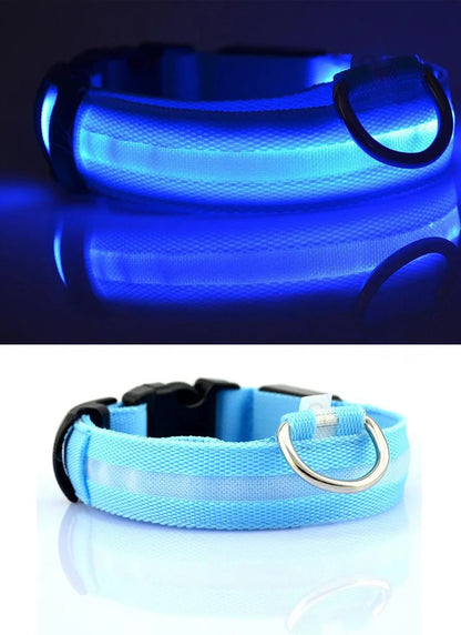 YUDODO Nylon LED Pet Dog Collars for Animals Night Safety Flashing Glow Dog Leash Dogs Luminous Fluorescent Collars Pet Supplies