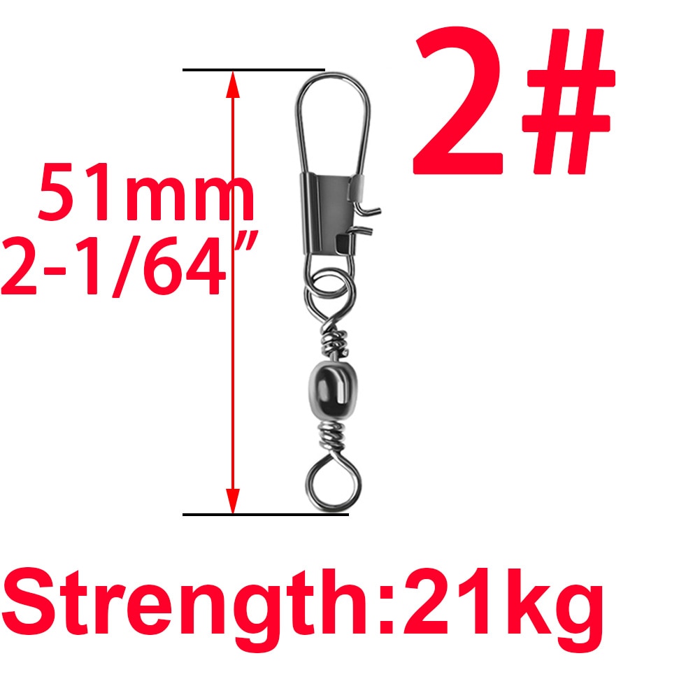 50pcs 14# to 3/0# Swivels Interlock Snap Fishing Lure Tackles Gear Accessories Connector Swivels Pin Bearing Rolling Solid Tool