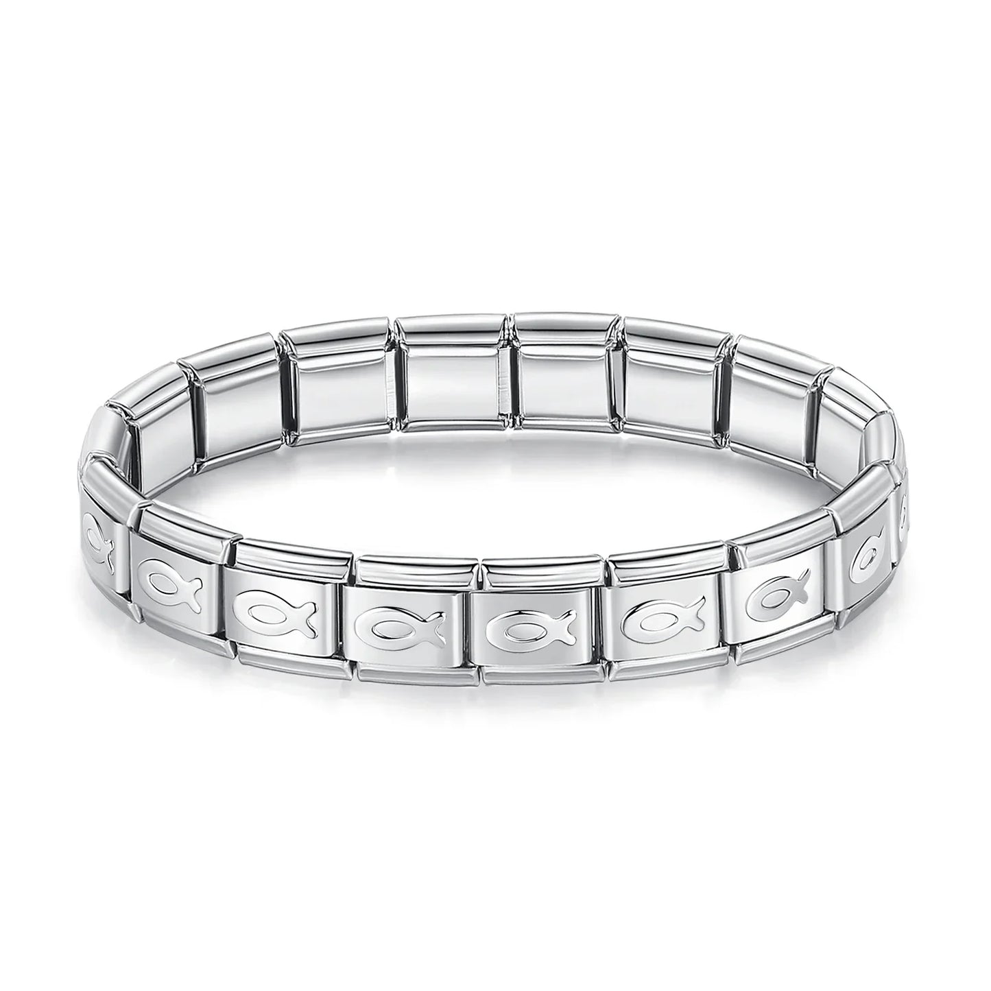 Hapiship Women Man Fashion Style Jewelry Heart Flower Butterfly Cross Dolphins Stainless Steel Elastic Bracelet Bangle ST00